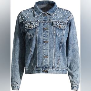 Women's Blue Jean Jacket with Embellishments